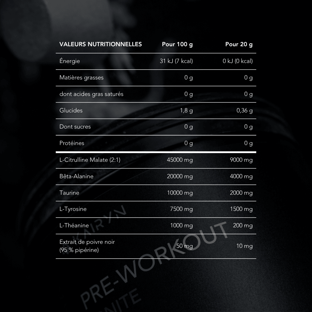 PRE - WORKOUT IGNITE - SANS CAFÉINE - KAIRYN